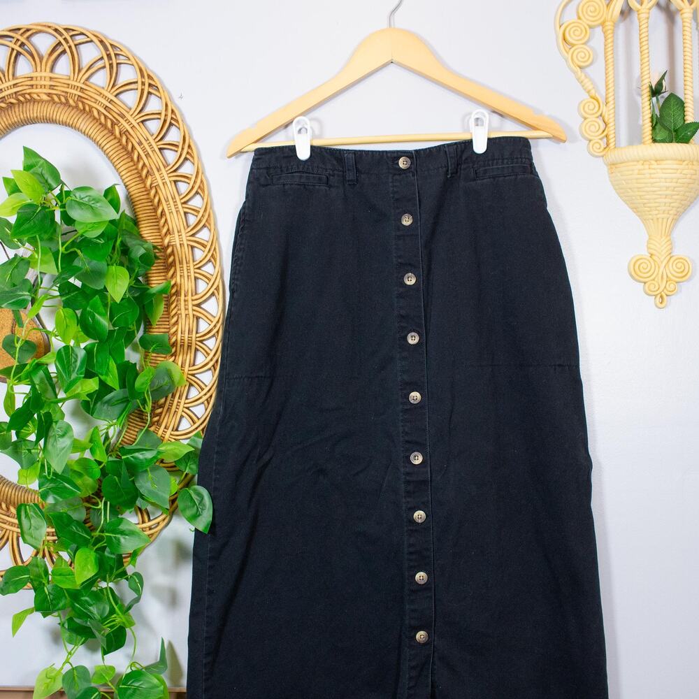 Dark Wash Denim Button Front Maxi Skirt Western Cowgirl Boho | True Winter